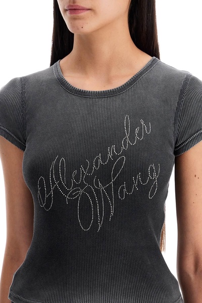 Alexander Wang 'Logo Rhinestone T Shirt