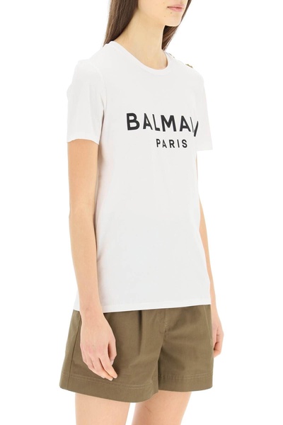 Balmain Logo T Shirt With Buttons