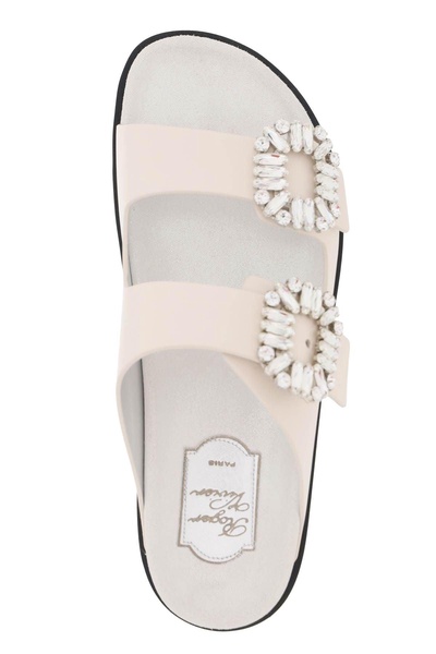 Roger Vivier "Leather Slidy Viv' Slides With Str