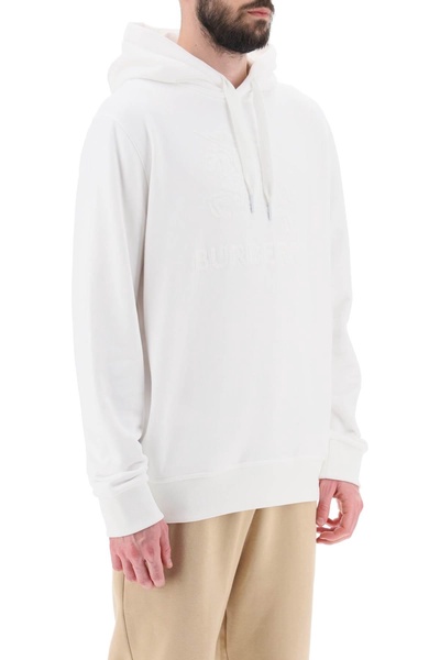 BURBERRY Men's White Cotton Terry Cloth Sweatshirt with Tonal EKD Logo