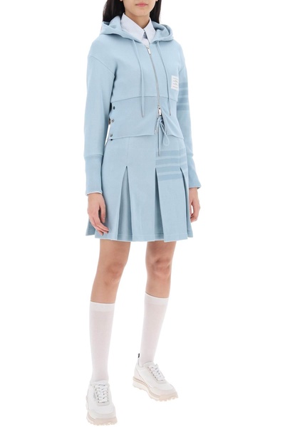 THOM BROWNE Light Blue Knit 4-Bar Pleated Skirt