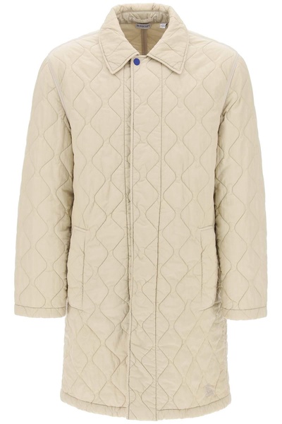 BURBERRY Quilted Nylon Midi Car Jacket for Men in Neutral Color