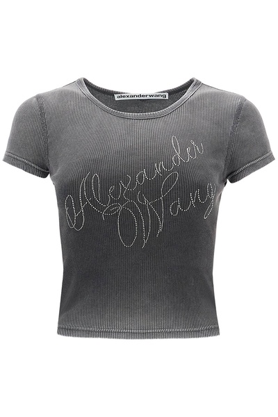 Alexander Wang 'Logo Rhinestone T Shirt