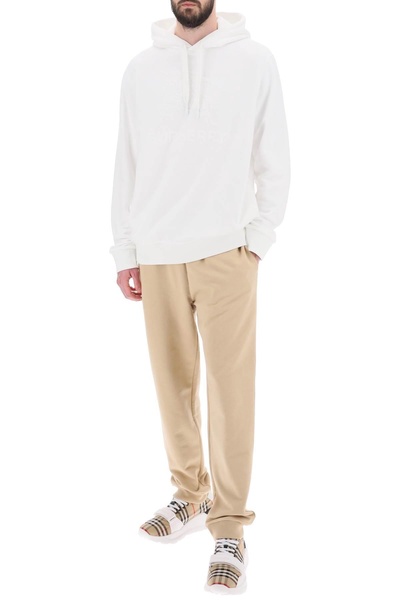 BURBERRY Men's White Cotton Terry Cloth Sweatshirt with Tonal EKD Logo