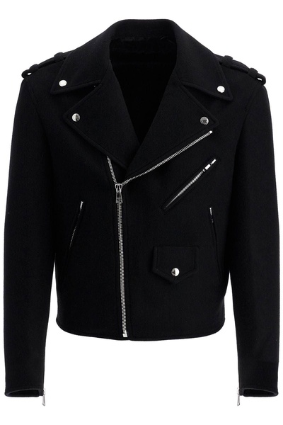 Balmain Wool Felt Biker Jacket In