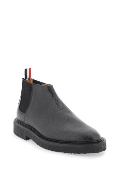 THOM BROWNE Men's Leather Mid Top Chelsea Boots - Black (FW23)