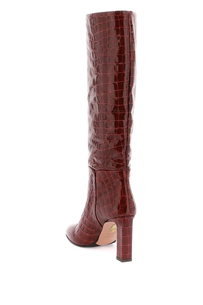 Aquazzura Sellier Boots In Croc Embossed Leather