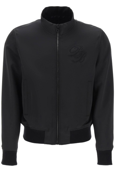 Balmain Technical Satin Bomber Jacket With Embroidered Logo.