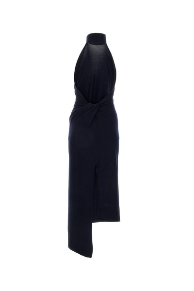 Fendi Woman Midnight Blue Stretch Wool Blend Dress