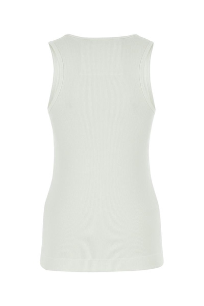 White stretch cotton tank top