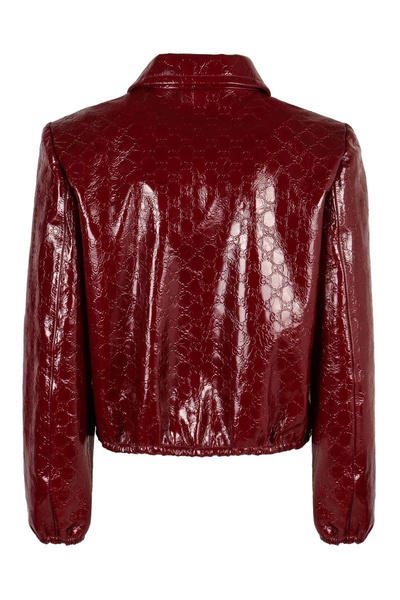 Gucci GG Embossed Leather Bomber Jacket