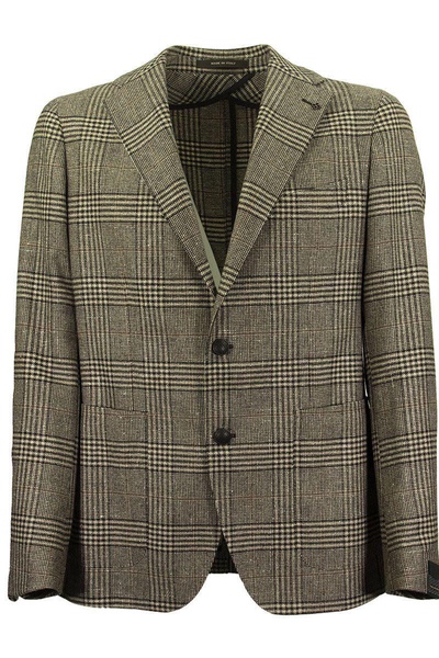 Tagliatore Prince Of Wales Jacket In Wool, Silk And Cashmere