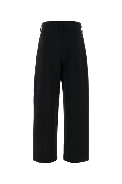 Black stretch cotton wide-leg pant