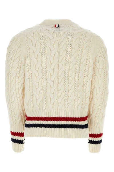 Thom Browne Man Ivory Cashmere Cardigan