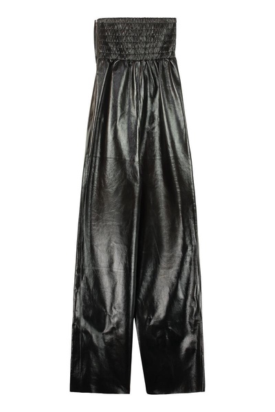 BOTTEGA VENETA Elegant Black Leather Jumpsuit for Women