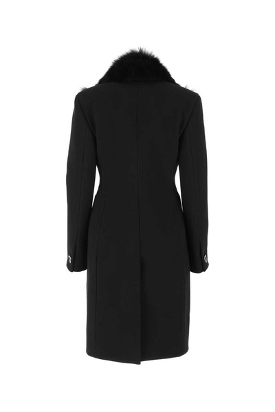 Bottega Veneta Woman Black Stretch Acrylic Blend Coat