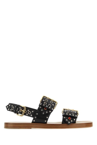 Gucci Man Embellished Leather Sandals