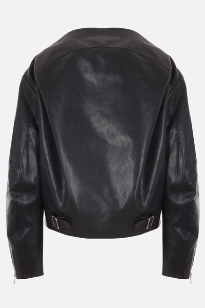 Prada Collarless Zipped Leather Jacket