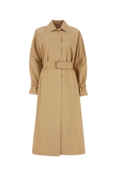 Max Mara Woman Beige Stretch Cotton Memo Oversize Trench