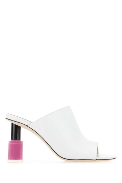 Loewe Woman White Leather Nail Polish Mules