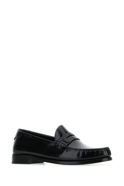 Saint Laurent Man Black Leather Magnum Loafers