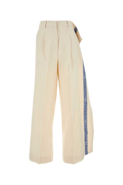 Ivory Cotton Blend Wide-leg Pant