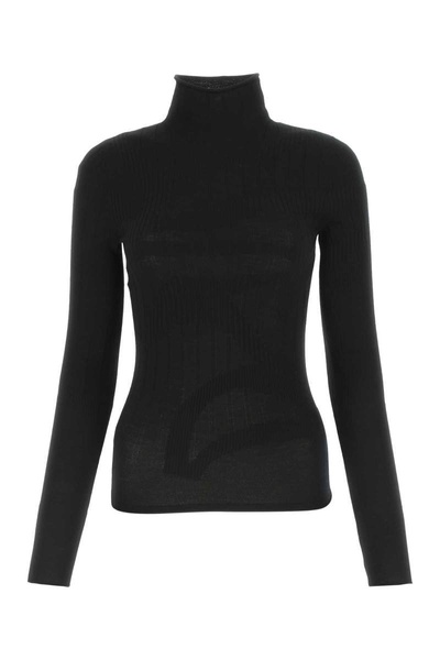 Black Stretch Wool Blend Top