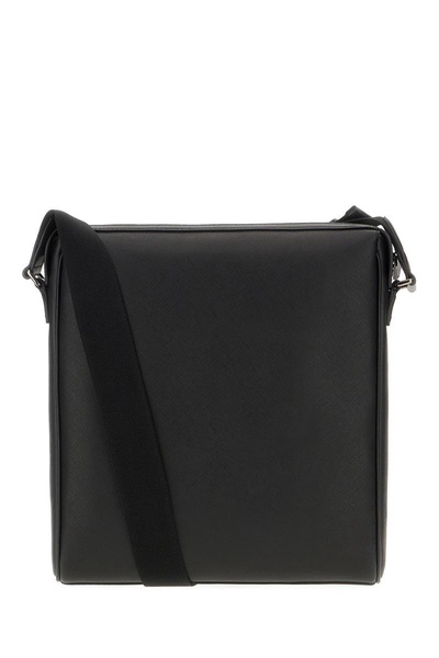 Black Leather Mecoy Crossbody Bag