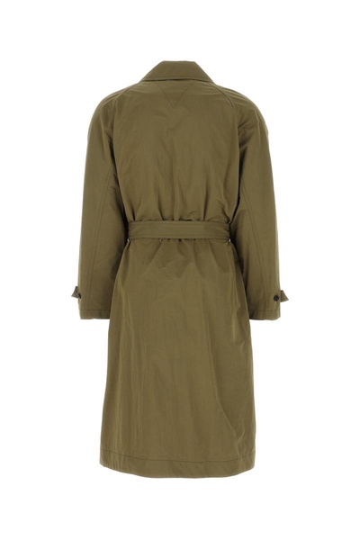 Army green nylon trench coat