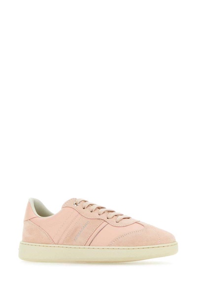 Salvatore Ferragamo Woman Pastel Pink Leather And Suede Achille Sneakers