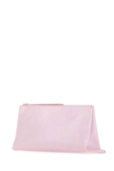 Jil Sander Woman Pastel Pink Leather Medium Clutch