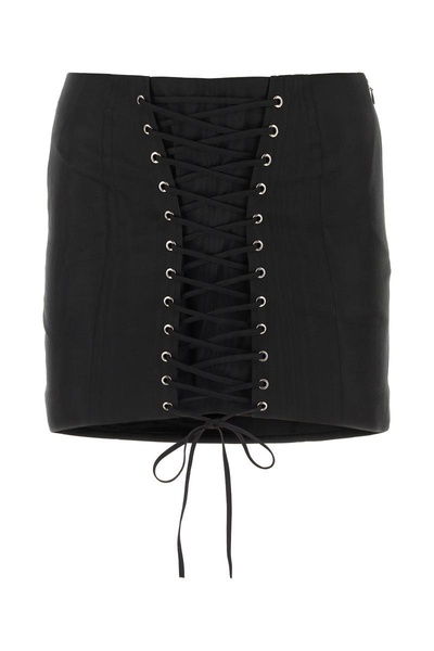 Alessandra Rich Lace-Up Low-Rise Mini Skirt