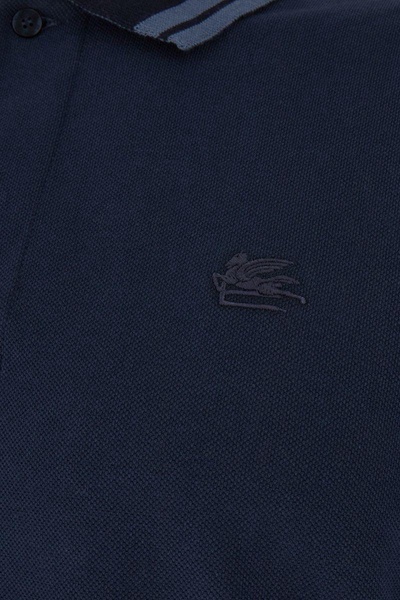 Pegaso-embroidered striped-trim polo shirt