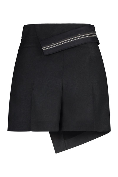 Fendi Asymmetric-Hem High Waist Shorts