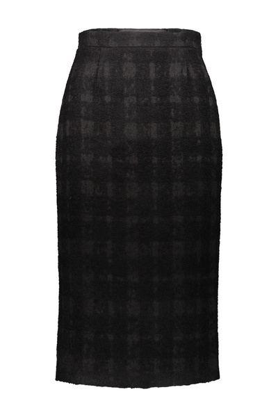 Rochas Pencil Skirt In Solid Check Boucle Clothing