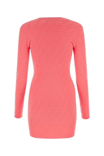 Fendi Woman Fluo Pink Viscose Blend Mini Dress