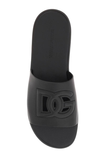 leather slides with dg cut-out