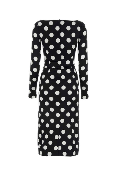 Dolce & Gabbana Polka-Dot Printed Charmeuse Sheath Dress