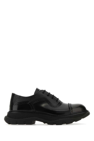 Alexander Mcqueen Man Black Leather Lace-Up Shoes