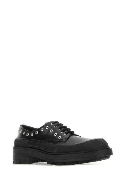 Alexander Mcqueen Man Black Leather Lace-Up Shoes