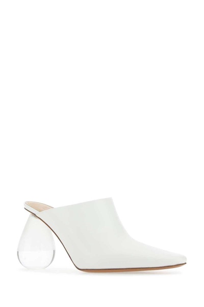 White Leather Drop Mules