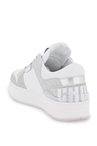 Jimmy Choo 'Florent' Glittered Sneakers With Lettering Logo