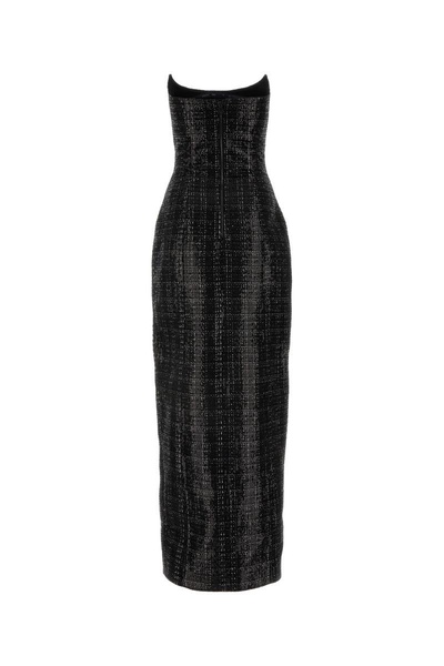 Balmain Tweed Sequinned Embellished Strapless Dress