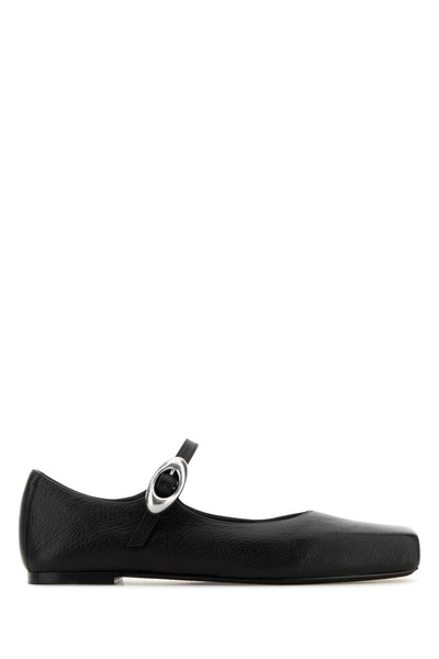 Black Leather Mary Jane Billie Ballerinas