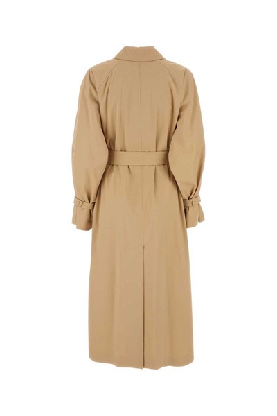 Max Mara Woman Beige Stretch Cotton Memo Oversize Trench