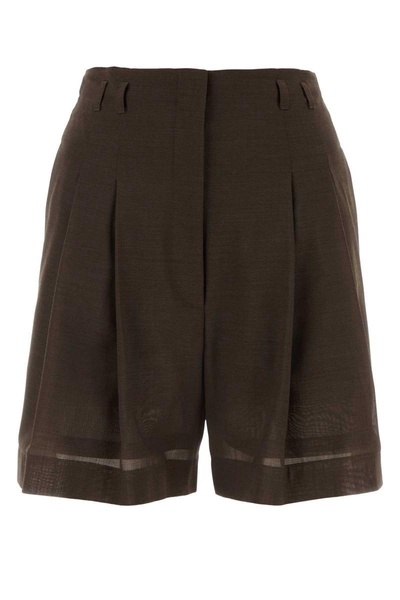 Chocolate Wool Blend Shorts