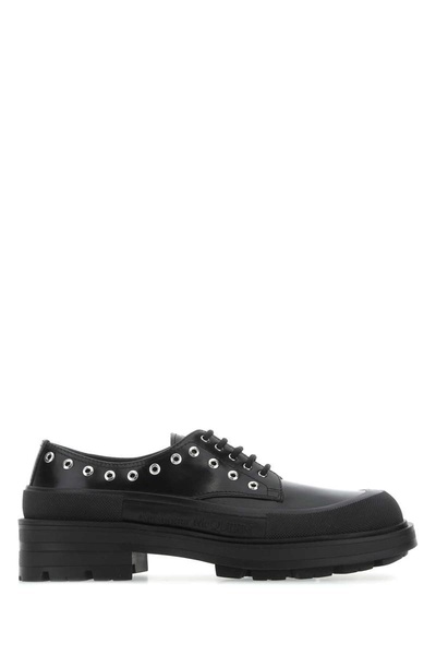 Alexander Mcqueen Man Black Leather Lace-Up Shoes