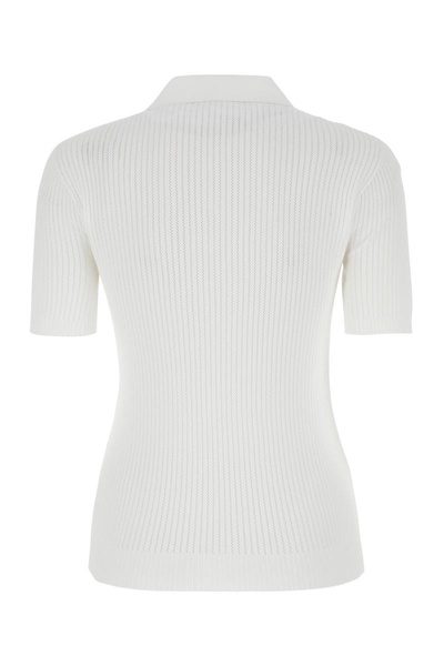 White viscose blend polo shirt