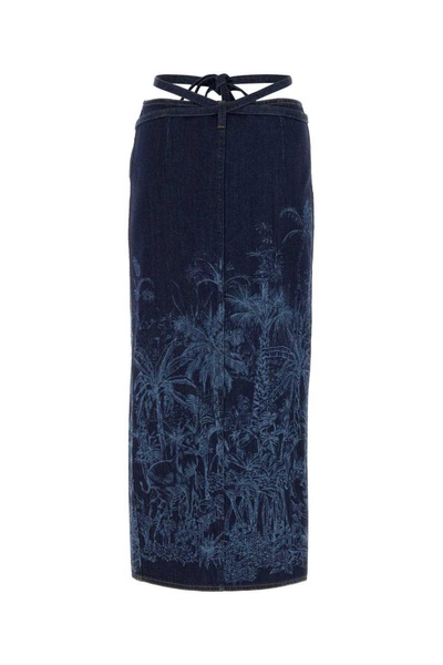 Denim Jungle Toile De Jouy skirt