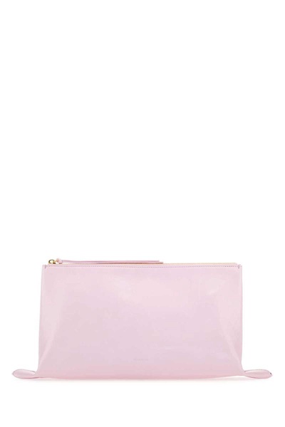 Jil Sander Woman Pastel Pink Leather Medium Clutch